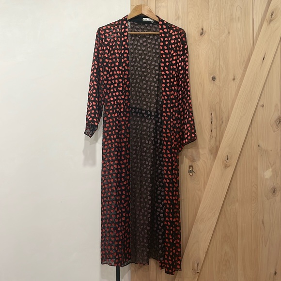 Alice + Olivia Hearts Silk Robe - Picture 1 of 7